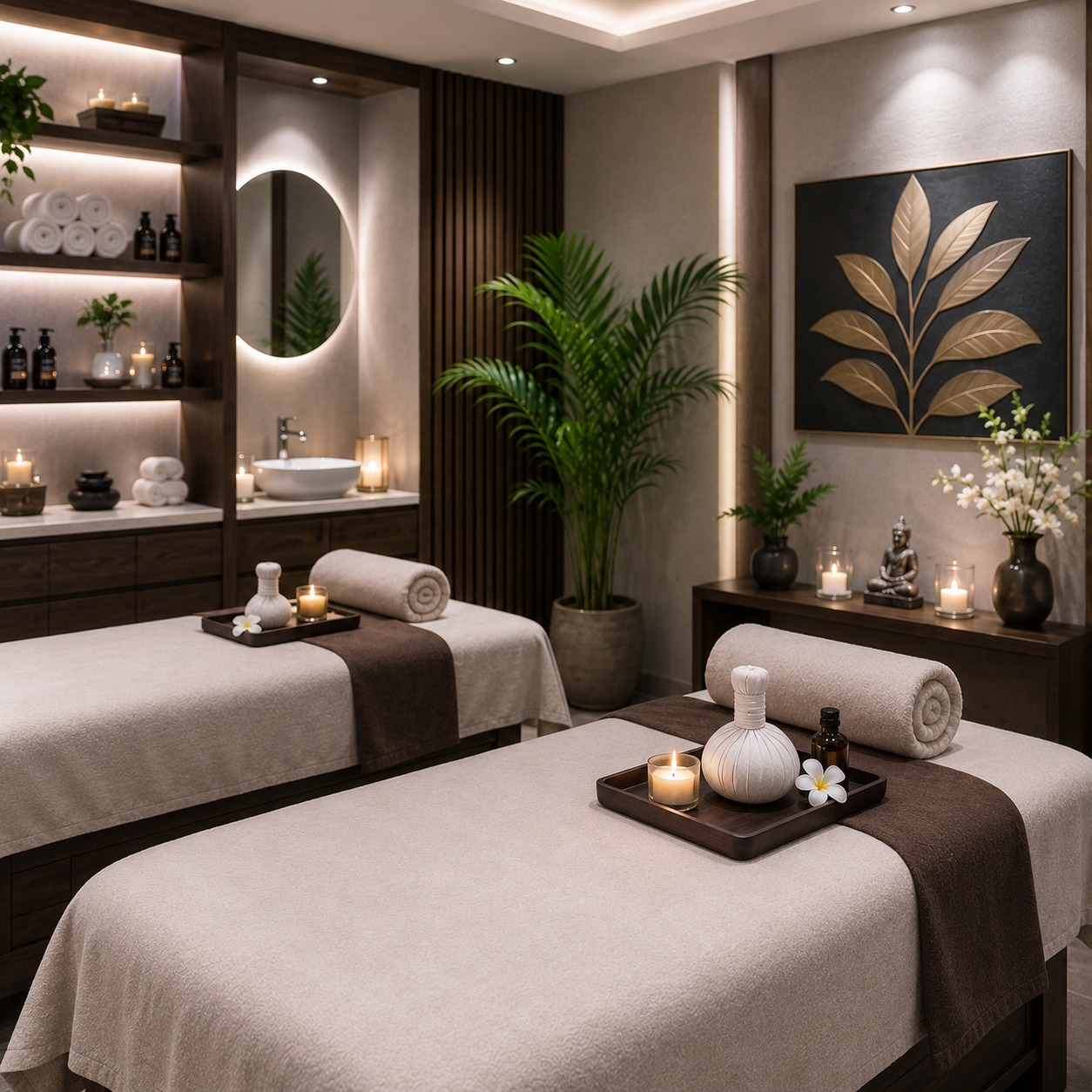 Relaxing spa treatment room